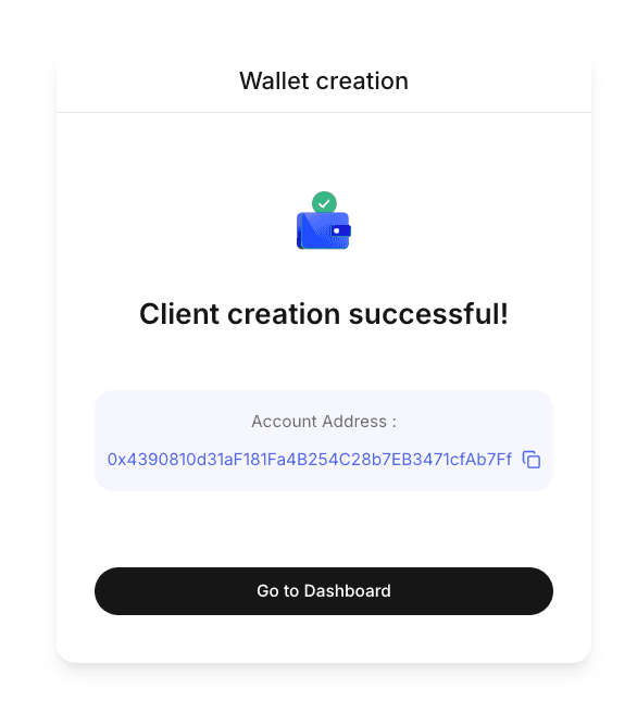 Client Creation Success